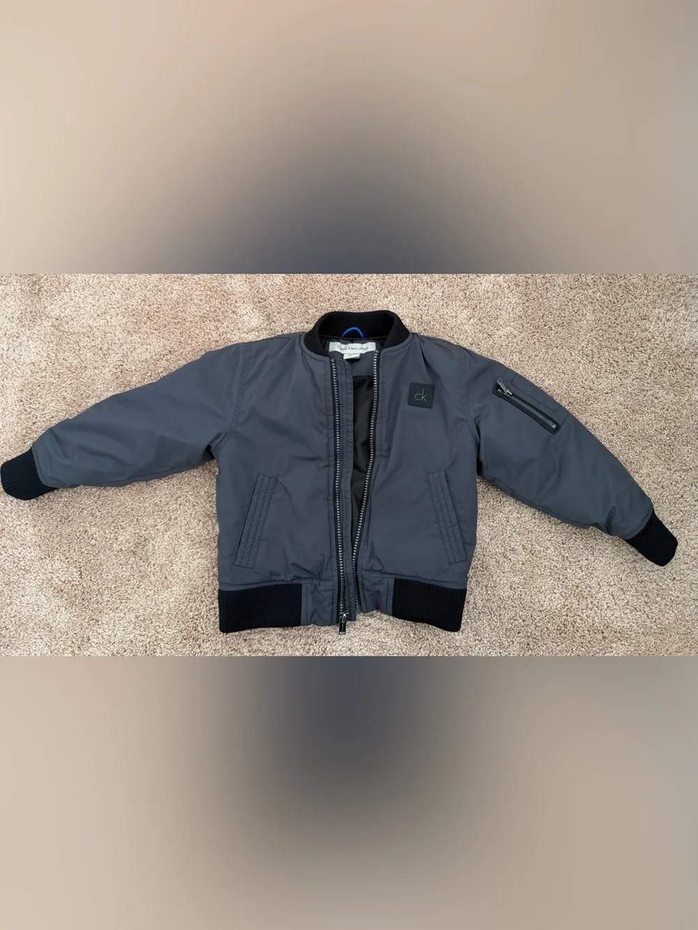 Calvin Klein Jeans Boys Charcoal Gray MA-1 Bomber Jacket Size 4T M(4)